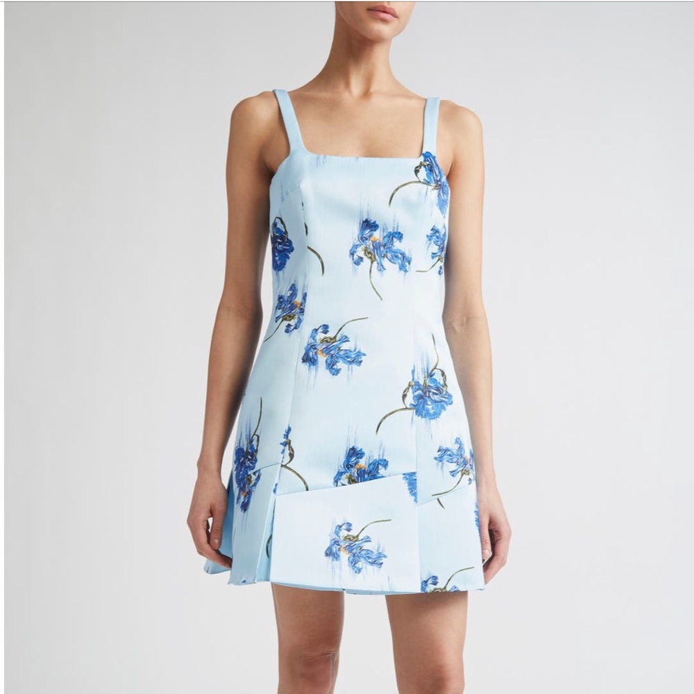 Emilia Wickstead Jueelee Floral Mini Satin Dress Size 10 NWT